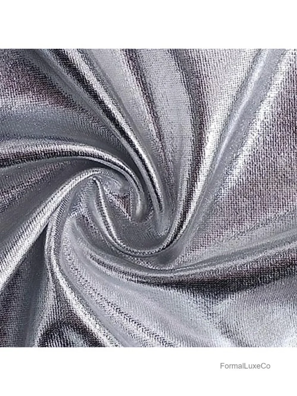 Women's Shiny Silver Metallic Cross Mini Skirt Holographic Ruched Wrap Hem